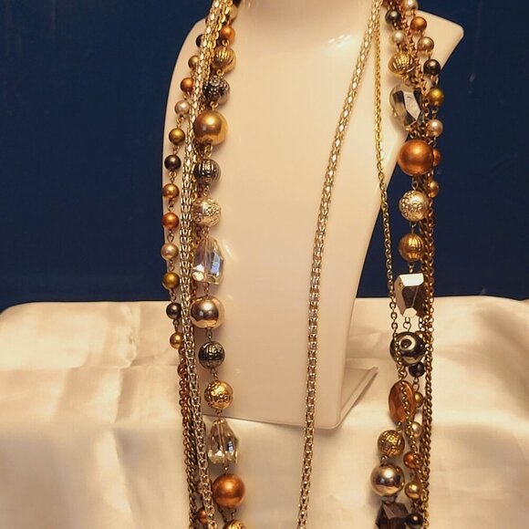 BOHO ~ Very Long, 6 Unique Strand Necklace ~ Very Good Condition - Picture 2 of 6
